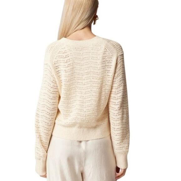 J Crew‎ Pointelle crewneck sweater Womens XXL Tan Ivory - Picture 3 of 9
